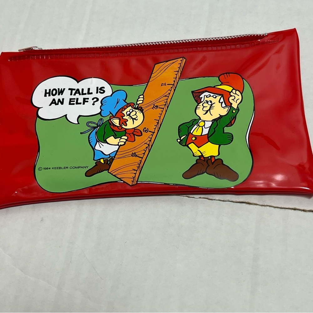Vintage 1984 KEEBLER ELF Vinyl Zip Pencil Pouch / Pencil Case